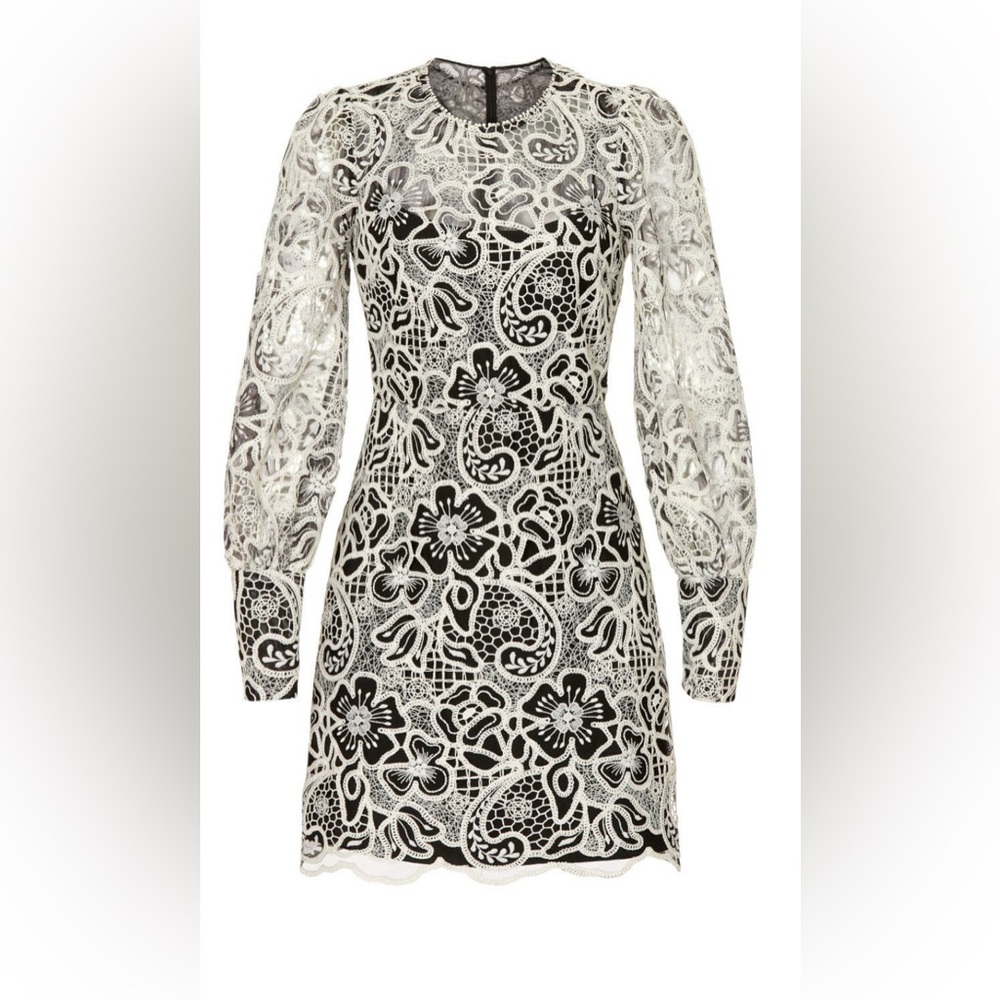 NWT ML Monique Lhuiller White lace overlay black slip dress
